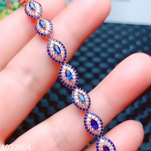 

KJJEAXCMY Fine Jewelry 925 Sterling Silver inlaid gemstone sapphire women hand bracelet lovely support detection