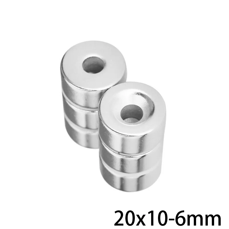 Сильный цилиндр редкоземельный магнит с потайной головкой 2 ~ 50 шт. 20x10 мм