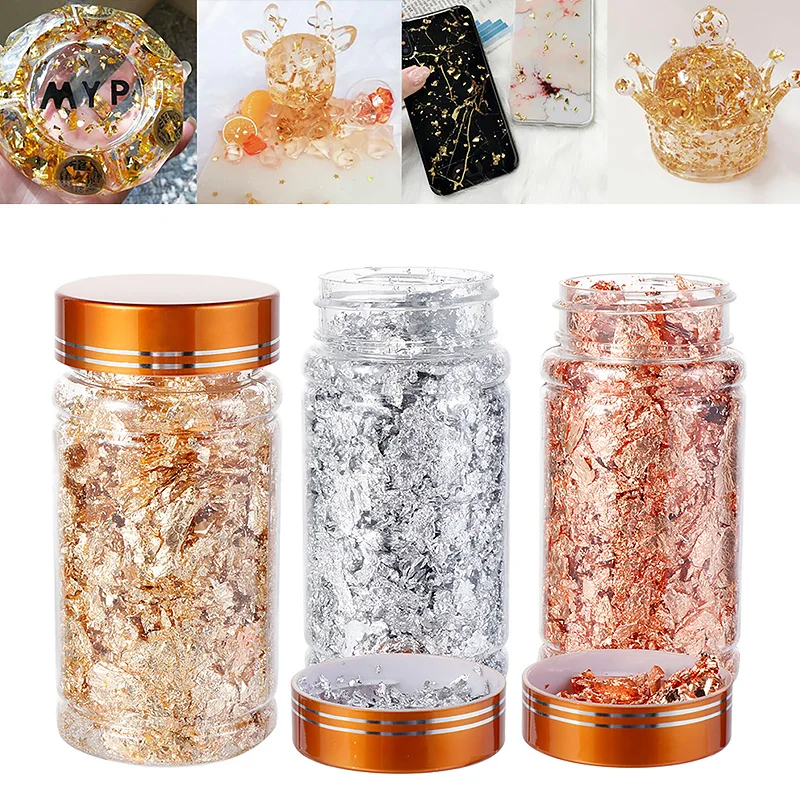 

3/4/5/10g Shiny Gold Leaf Flakes Sequins Glitters Confetti for Painting Arts Nail Art Foil Decorative Paper Resin Mold Filling