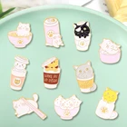 Креативная модная мультяшная брошь в виде кофейной чашки, кота, капли, отворота, брошь, значок, булавка для джинсовой сумки, подарок для мужчин и женщин, Модная бижутерия, украшение из ткани