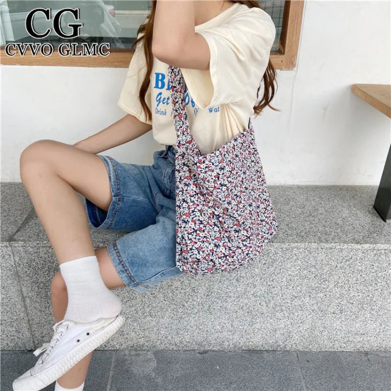 

Cvvo Glmc Flower Lady Large Crossbody Bag Portable Eco-friendly Pure Cotton Grocery Shopping Bag Student Girl Backpack