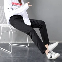 elastic side striped black pencil pants womens casual autumn women trousers elastic waist tweed slant with a variety of clothing