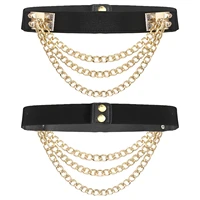 6575cm women fashion belt rivet metal chain elastic waistband ladies faux leather patchwork waist strap costume accessories