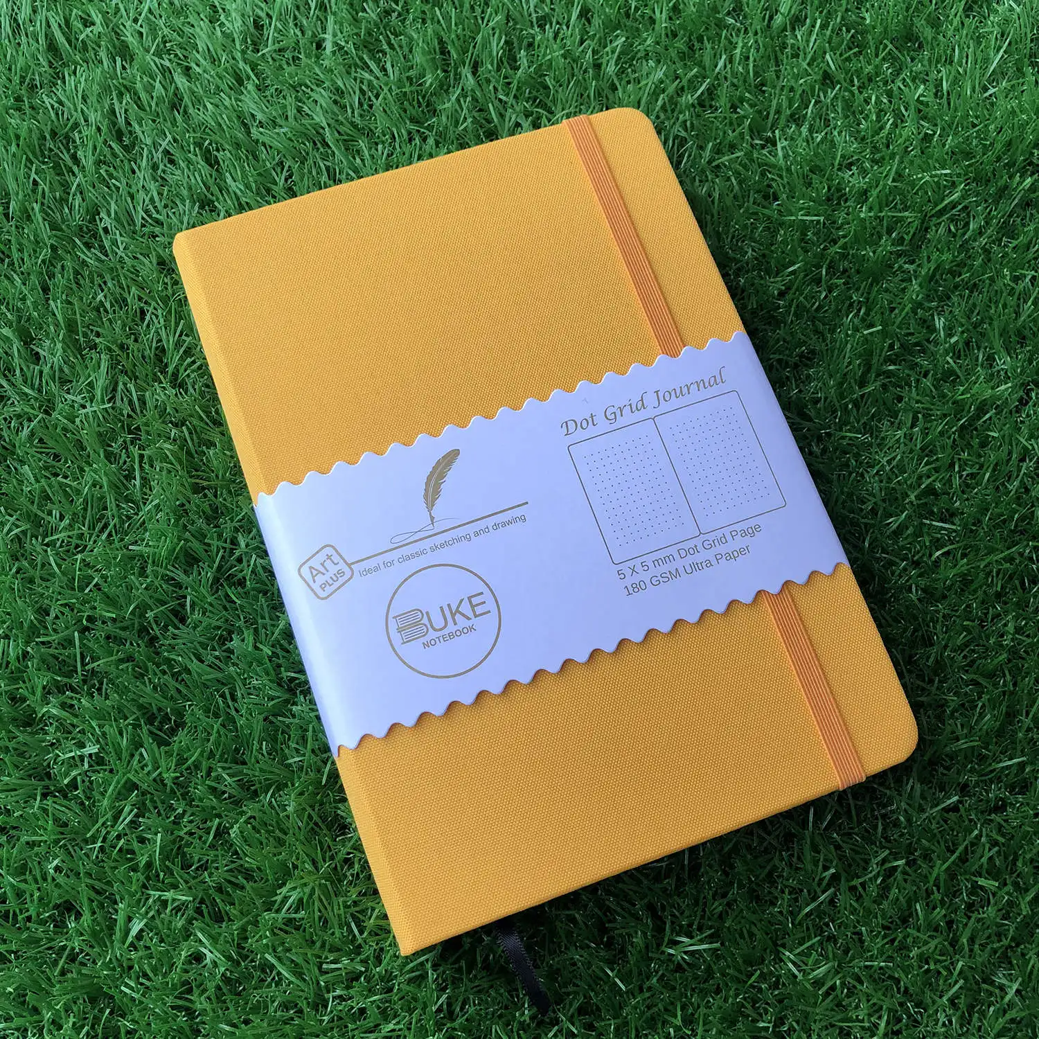 

BUKE 180GSM Bamboo Paper Dotted Notebook Dot Grid Journal For INS- yellow cover/waterproof fabric cover