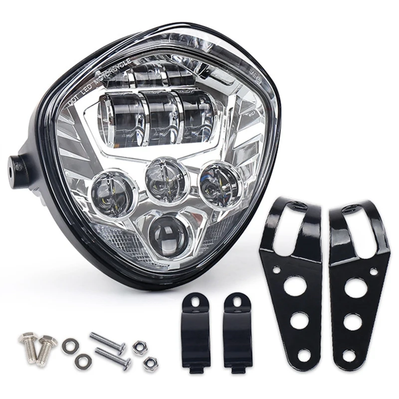 7 дюймов фара мотоцикла с кронштейном зажим красный фон белый DRL Hi/Low Beam для Honda Yamaha