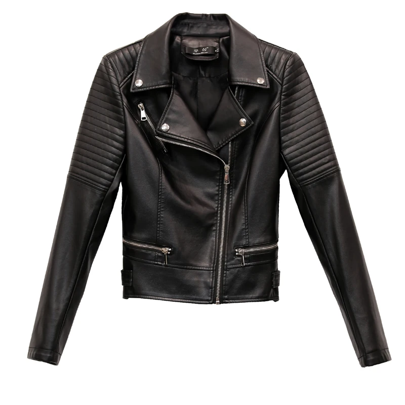 Модная женская куртка из искусственной кожи 2020 осенне зимняя короткая