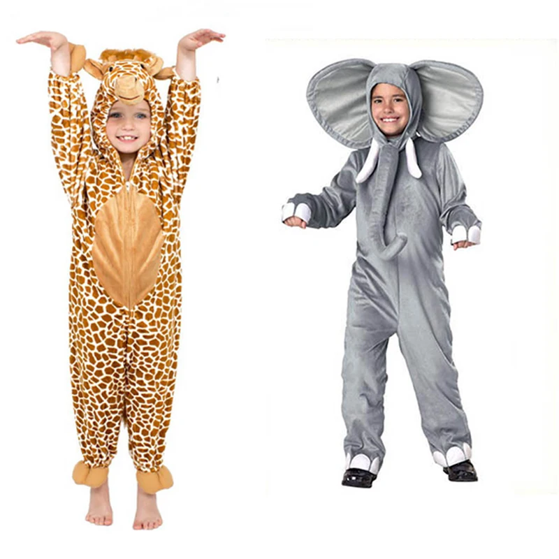 Детская Пижама новый комбинезон с мультяшным принтом слона жирафа игровой