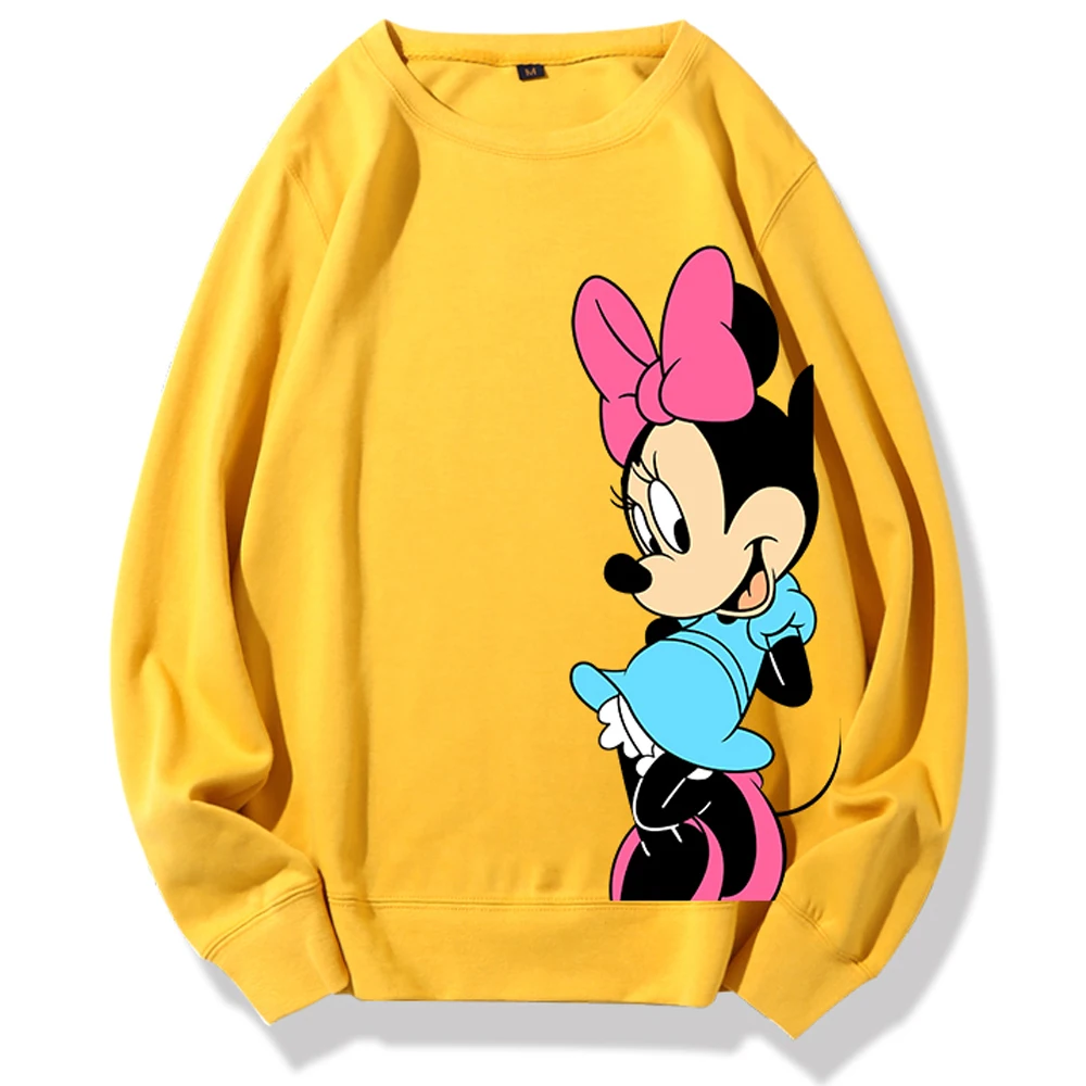 

Disney Sweatshirt Fashion Minnie Mouse Cartoon Print O-Neck Pullover Long Sleeve Casual Harajuku Chic Women Tops 8 Colors Female