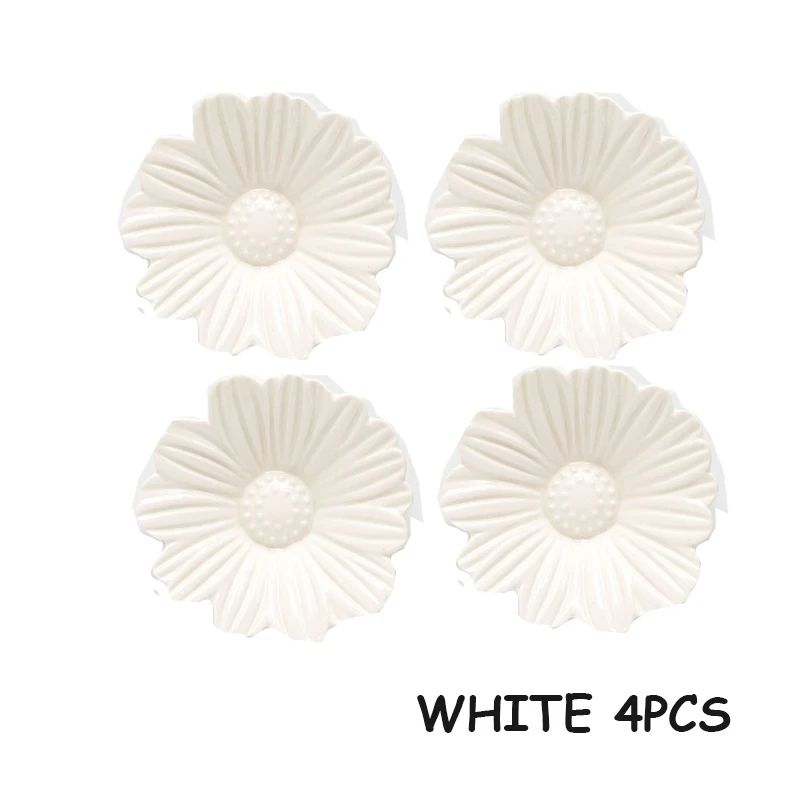 white 4pcs Керамические тарелки, тарелка для соуса, поднос для цветов маргаритки, мини тарелка, поднос для фаст-фуда, тарелка для десерта, рождественский подарок, блюда для суши, 1 комплект/4 шт - Цвет: white 4pcs