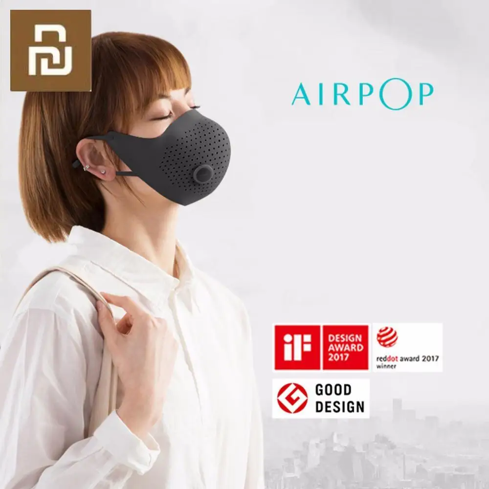 Yuopin AirPOP Air Wear PM0.3 / pm2.5 антидымчатая маска для лица с 2 шт фильтром регулируемые