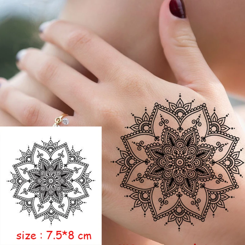 

Waterproof tattoo sticker flower vintage pattern totem hand back fake tatoo water transfer flash body art temporary tatto