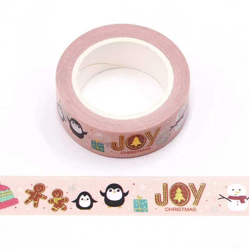 

1 pc 15mm*10m Foil Christmas Snowman penguin gift Decorative Washi Tape DIY Scrapbooking Masking Tape School Office Supply