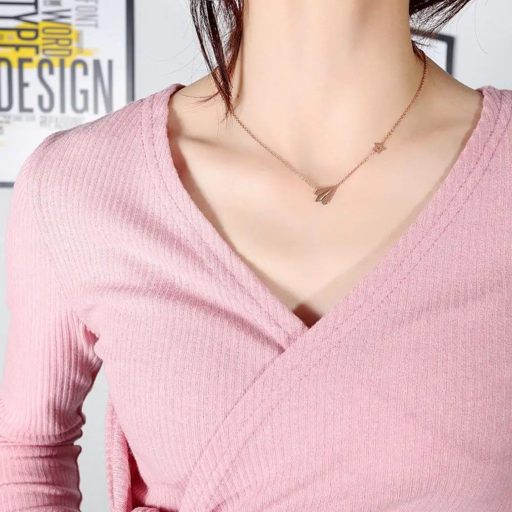 Ожерелье Hemiston для женщин длинная цепь на шею бумажный самолет летняя цепочка