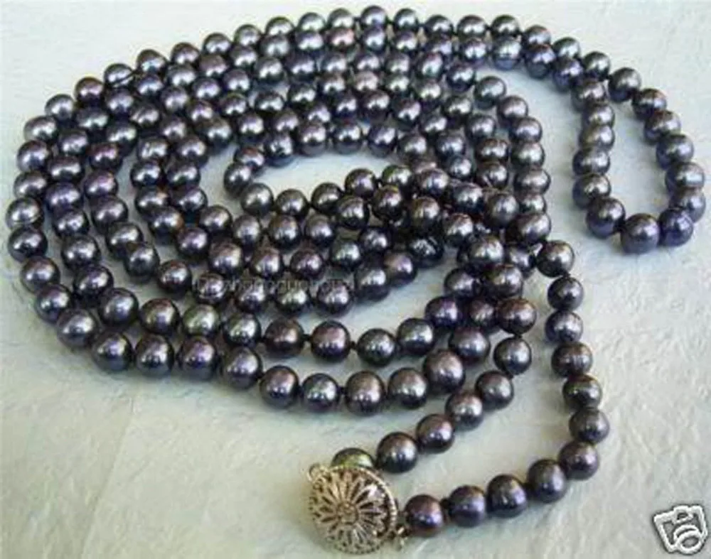 

Wholesale Noble 7-8mm Black Akoya Cultured Pearl Necklace 50"