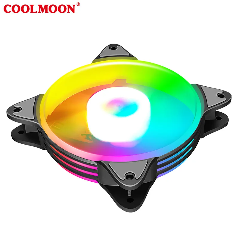 

COOLMOON Magic Moon RGB Case Cooling Fan 120mm Colorful Lighting Heat Sink Large Cooler LED Computer Case Fan with Controller