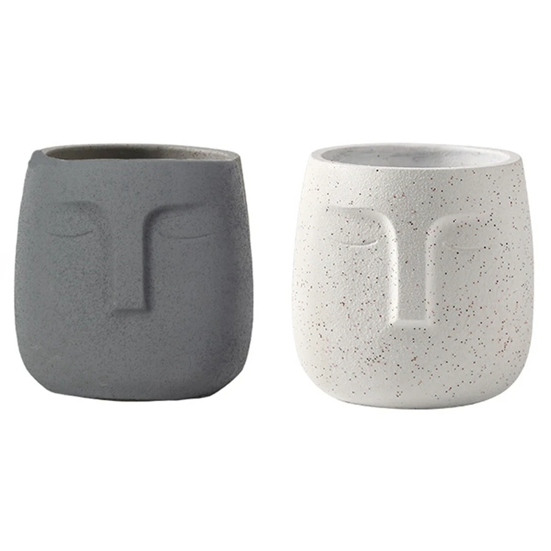 

2 шт., керамический цветочный горшок, темно-серый и белый цвет