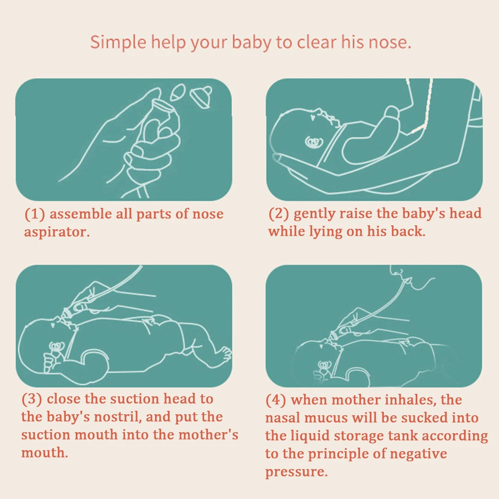 Aspirador Nasal con ventosa segura para beb&eacute; reci&eacute;n nacido, succi&oacute;n al vac&iacute;o para ni&ntilde;os peque&ntilde;os, pr&aacute;ctico limpiador de Nariz de absorci&oacute;n infantil-3