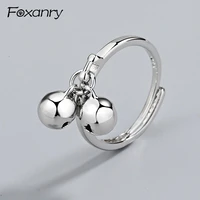 foxanry 925 stamp party rings personality creative double bell anillos jewelry gifts for women size 16mm adjustable