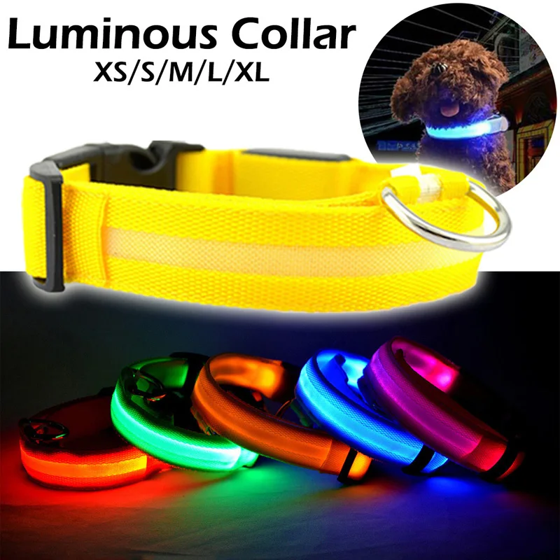

Charging LED Dog Collar Anti-Lost Avoid Car Accident Nylon Durable Small Medium Large Dogs Products Collar Perro