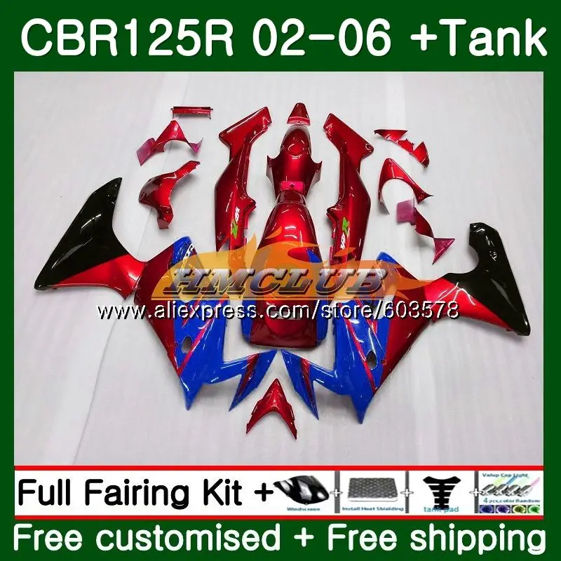 

Body kit For HONDA CBR125R 2002 2003 2004 2005 2006 84CL.26 CBR125RR CBR-125R 125CC CBR 125R 02 03 04 05 06 Blue Red Fairing
