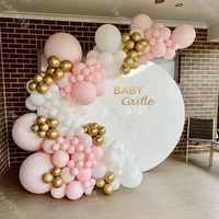 193pcs macaron baby pink balloon garland wedding decoration chrome gold matte white balloon arch baby shower birthday decor