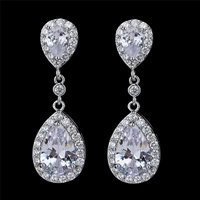 ekopdee luxury elegant teardrop zirconia dangle earrings for women cz crystal bridal wedding jewelry pendientes 2022 new