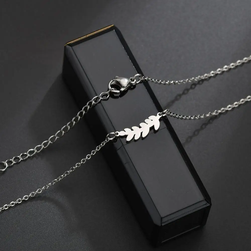 Женское ожерелье с подвеской в виде листьев из нержавеющей стали|Ожерелья