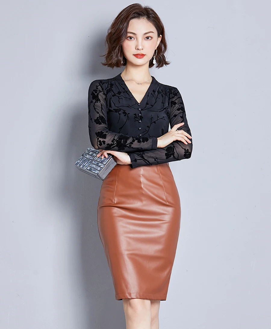 blusas mujer de moda autumn print long sleeve camisa V-neck purple mesh shirt blouse women tops plus size casual blusas