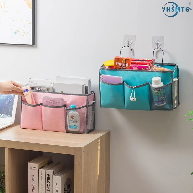 

Hanging Pocket Canvas Pouch Magazine Dust Proof Grid Tote Purses Organizer Snack Container Water Proof Sundries Storage Hook Bag
