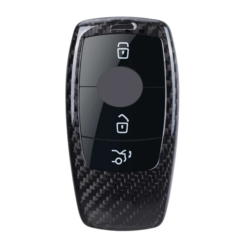 

Carbon Fiber Car Key Case Cover For Mercedes Benz New E Class E200 E260 E300 E320 W213 Car Keyrings Accessories Car Styling