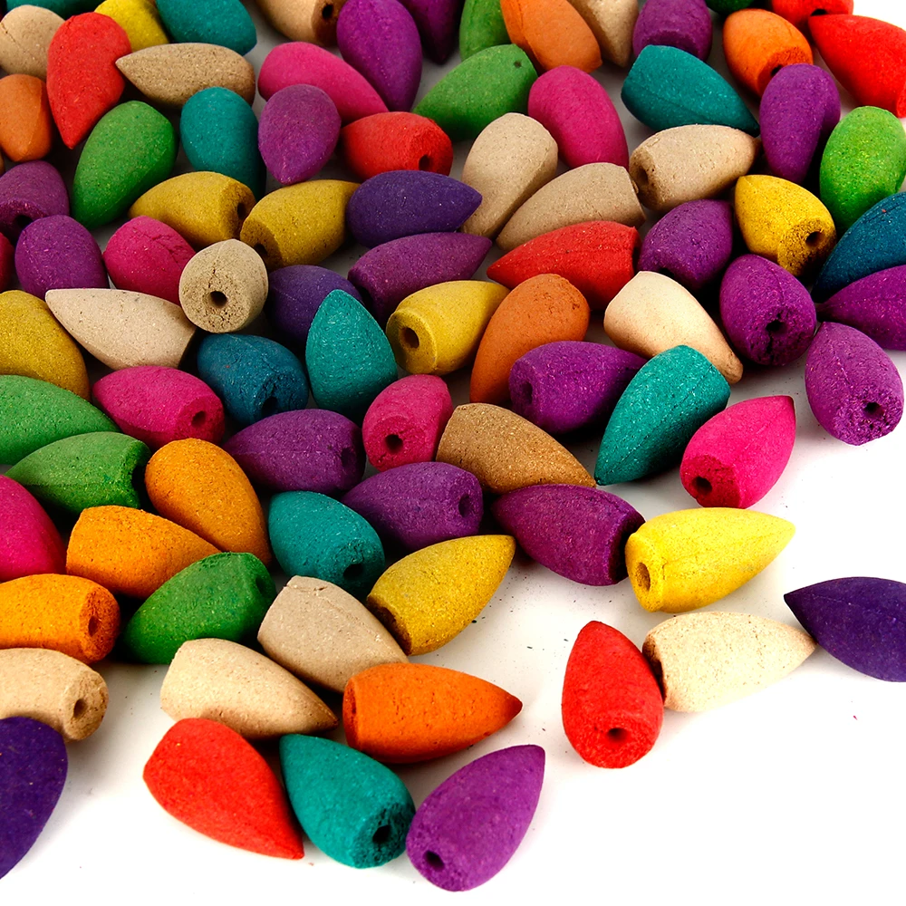 

200pcs Smoke Tower Bouquet Natural Reflux Tower Incense Colorful Backflow Smoke Cones Buddhism Backflow Tower Incense