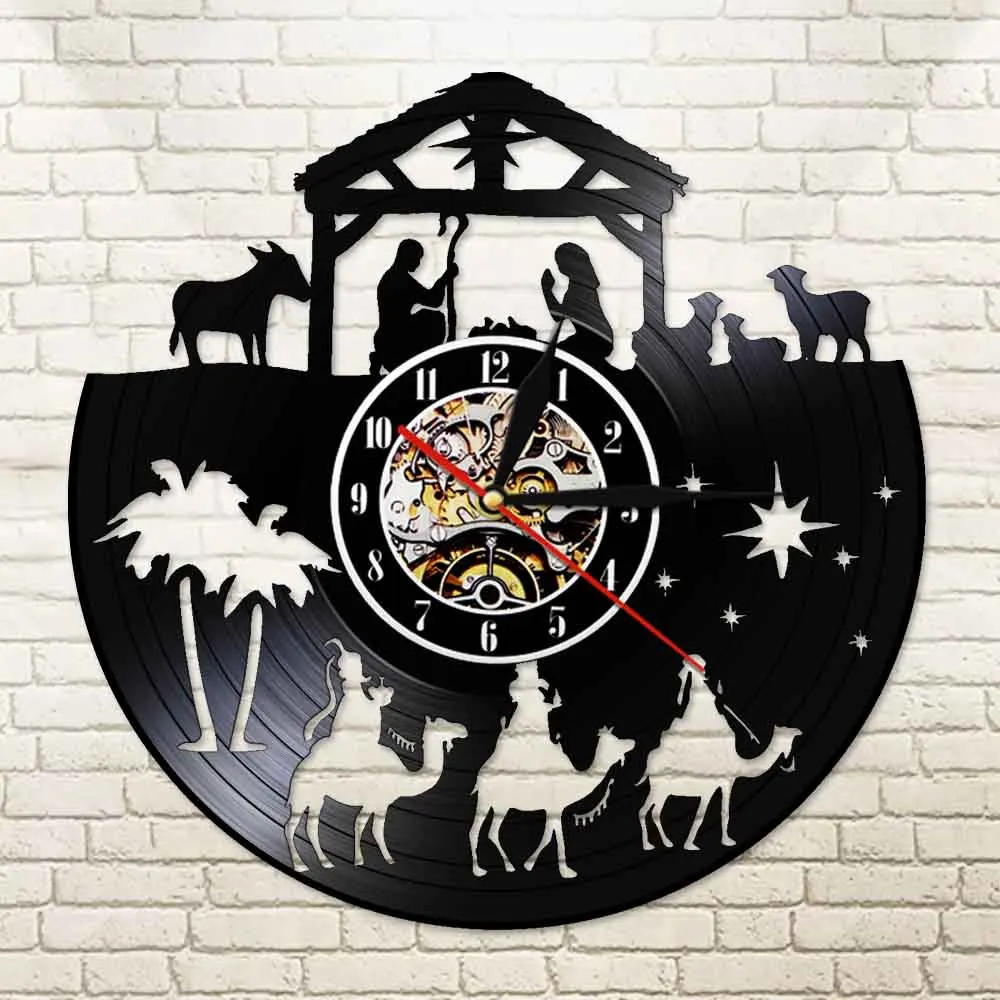 Винтажные настенные часы с христианскими виниловыми пластинами Menino Иисус