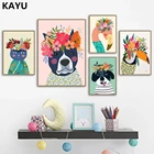 Красочные постеры в скандинавском стиле с изображением домашних животных, фламинго, собаки, кошки, тукан, настенная Картина на холсте, настенные картины, декор для детской комнаты