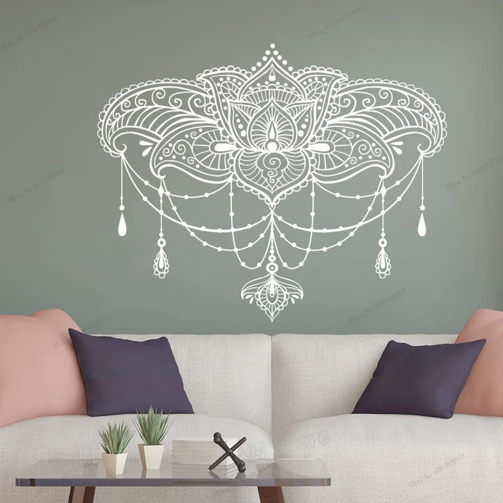 Мандала Цветок лотоса настенные наклейки спальня богемный домашний виниловый