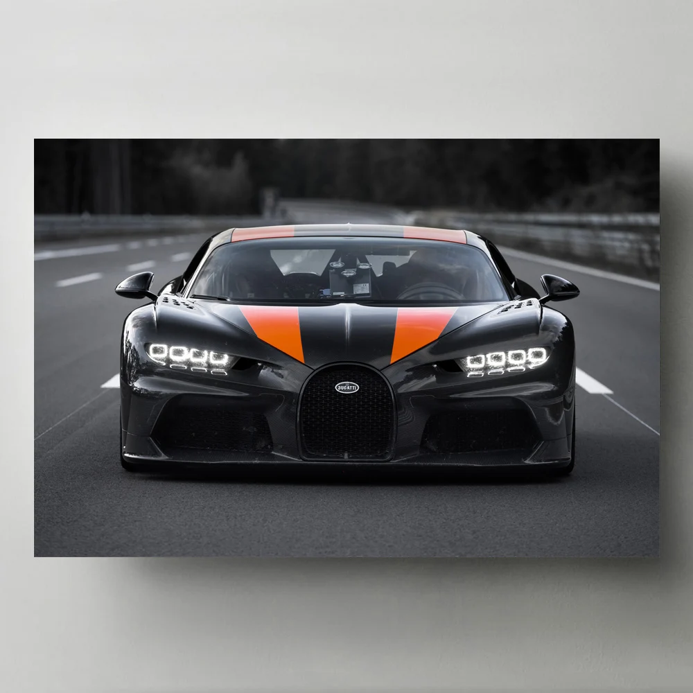 Постеры Supercar Bugatti Chiron с изображением Переднего Вида настенные художественные