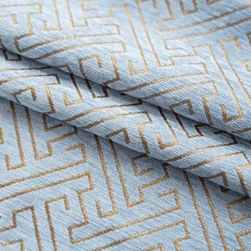 Light Blue Cloth Высококачественные Геометрические жаккардовые затемненные шторы, плотная шенилловая ткань для гостиной, спальни, белый тюль, панель M131#4 - Цвет: Light Blue Cloth