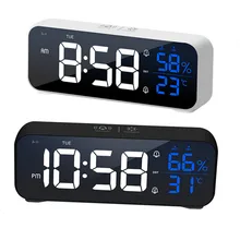 Digital Alarm Clock Workday/Weekend/Everyday Dual Alarm Snooze Voice Control 12/24H Power Off Memory LED Clocks 1200 mAh Battery