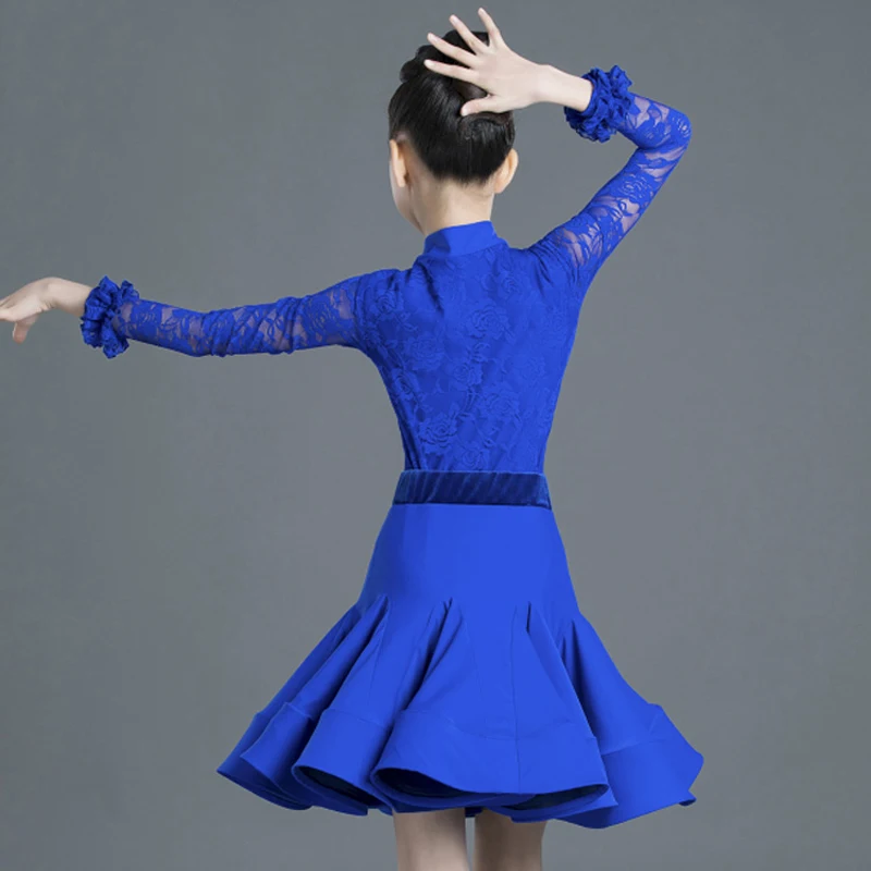 

2020 Latin Dance Dress Kids Dresses For Girls Tops Skirts Suit Lace Dress Competition Red Dress Children Cha Cha Rumba Costume