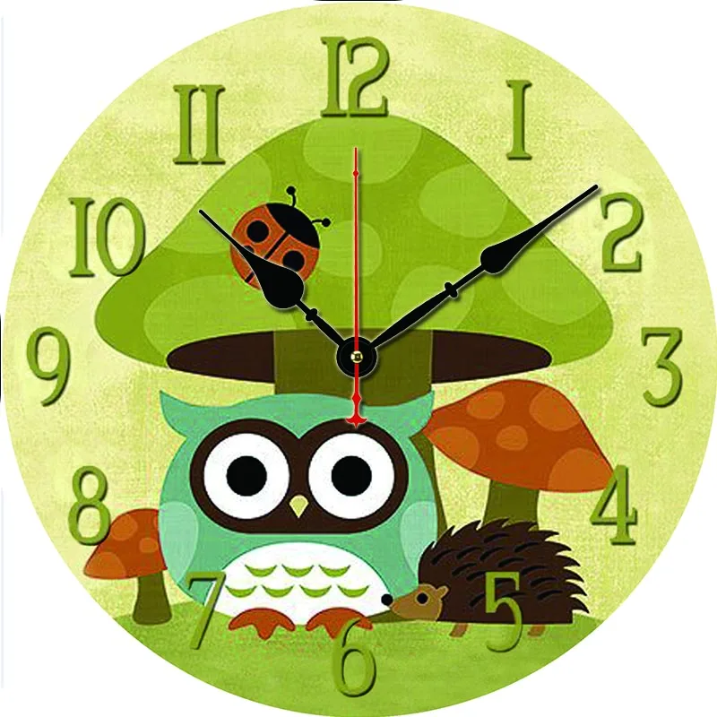 Деревянные Мультяшные часы ручной работы в форме животного для детской комнаты -