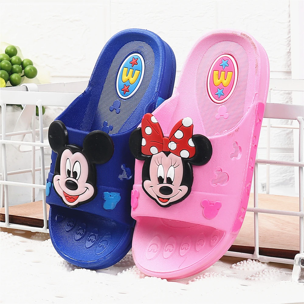 

New Summer Children Cartoon Mickey Minnie Mouse Baby Shoes Slippers For Girls Boys Kids Anti Skid Slipper Beach Shoes Flip Flops