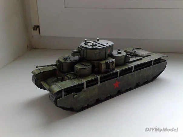 DIYMyModeI-tanque pesado de t-35a sovi&eacute;tico, bricolaje, artesanal, KIT de modelo de papel hecho a mano, rompecabezas de juguete, regalo, accesorios de pel&iacute;cula-0