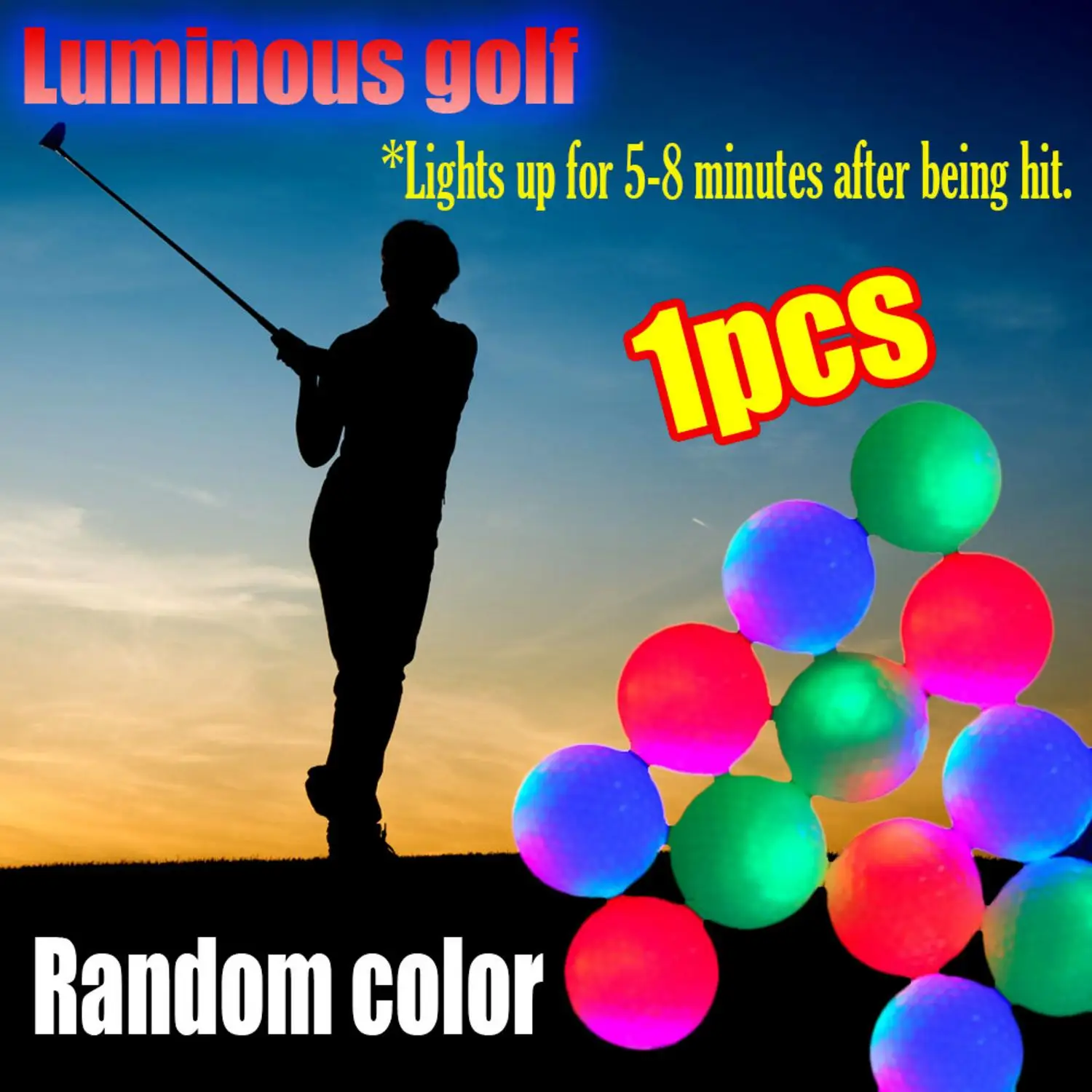 

1 Piece Golf LED Light Balls Golf Balls Multi Color Training Golf Practice Balls Gifts Glow Flashing In the Dark Night