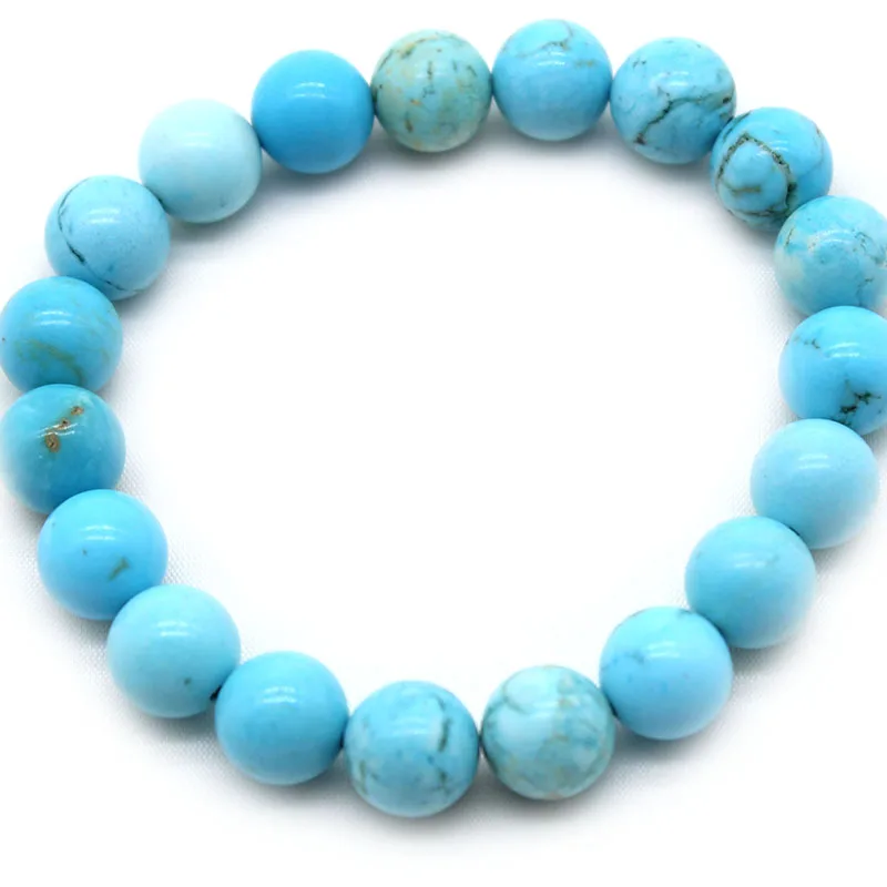 

Natural Stone Beads 6/8/10mm Fashion Bracelet Blue Turquoises Strand Bracelets Women Charm Yoga Homme Pulseras Prayer Jewelry