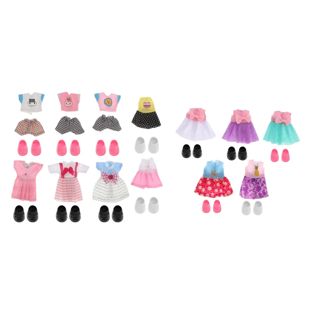 

13 Sets Mini Girl Dolls Clothes Outfits W/ Shoes Fit for 6inch Doll Dress Up