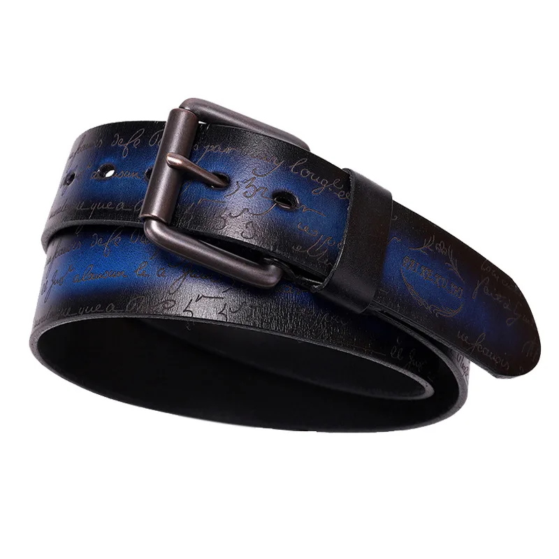 Genuine Real Leather Men's Belt Handmade Waistband Strap Customized Proofing Belts High Quality Brand Design