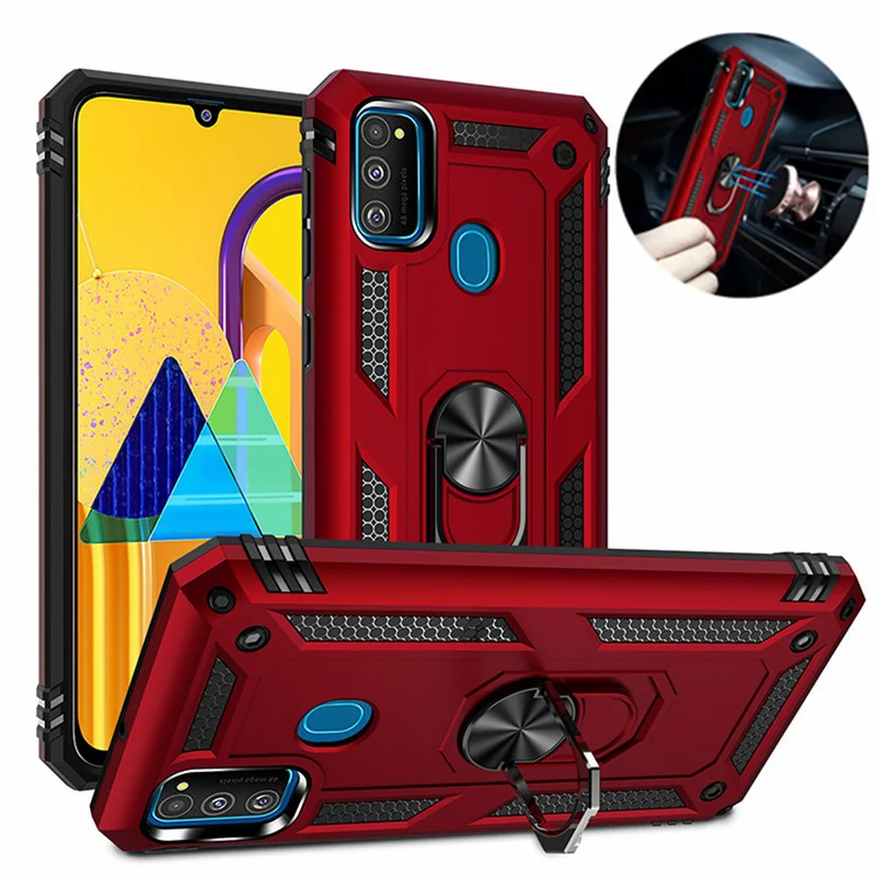 

For Samsung Galaxy M30S Case Shockproof Armor Phone Case For Galaxy M30s M 30S SM-M307F M307 M307F Magnetic Holder Ring Cover