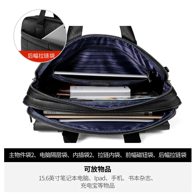 Bison Denim 2020 NEW Briefase business men's bag Genuine Leather Men Bag Business Casual Shoulder Bag 14 inch laptop Handbag