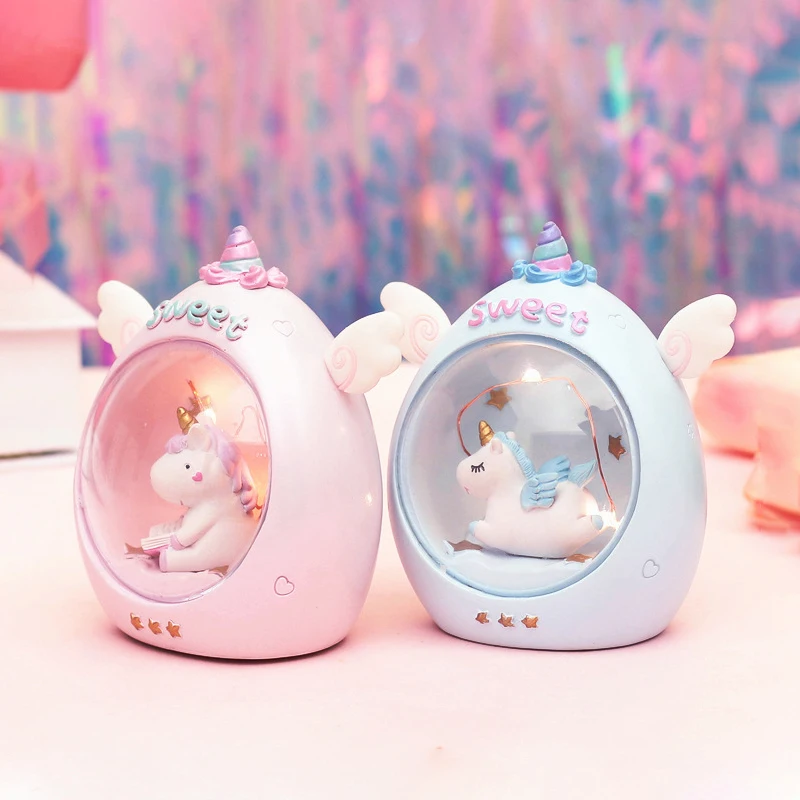 Ins милый рисунок единорога светодиодный ночник Фея домашнее украшение для стола