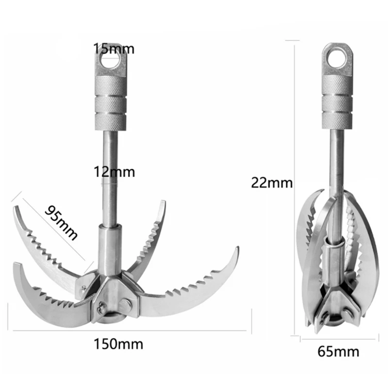 

Grappling Hook, Folding Survival Claw Gravity Hook Stainless Steel Outdoor Hunting Tree Mountain Climbing Camping Tool