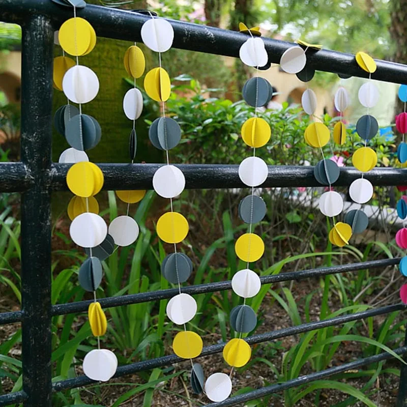 

3m Colorful 3D Round Heart Paper Garlands Christmas Wedding Party Banner Hanging Paper Garland Room Decoration
